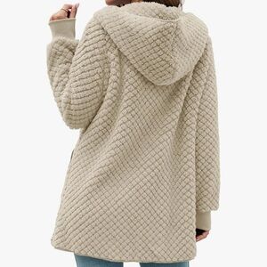 Nude faux fur Sherpa hoodie jacket cardigan sweater coat winter fluff Barbie